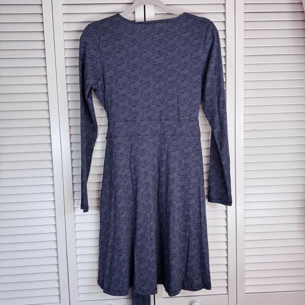Toad & Co Cue Wrap Herringbone Print Long Sleeve Dress True Navy Size Small NEW - Picture 6 of 12